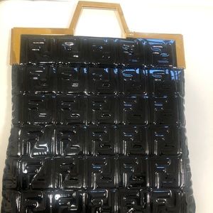 Black Patent Leather Shopping Bag